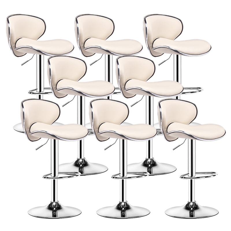 Scandinavian Metal Barstool Low Back PU Leather Adjustable Barstools in Matte Finish