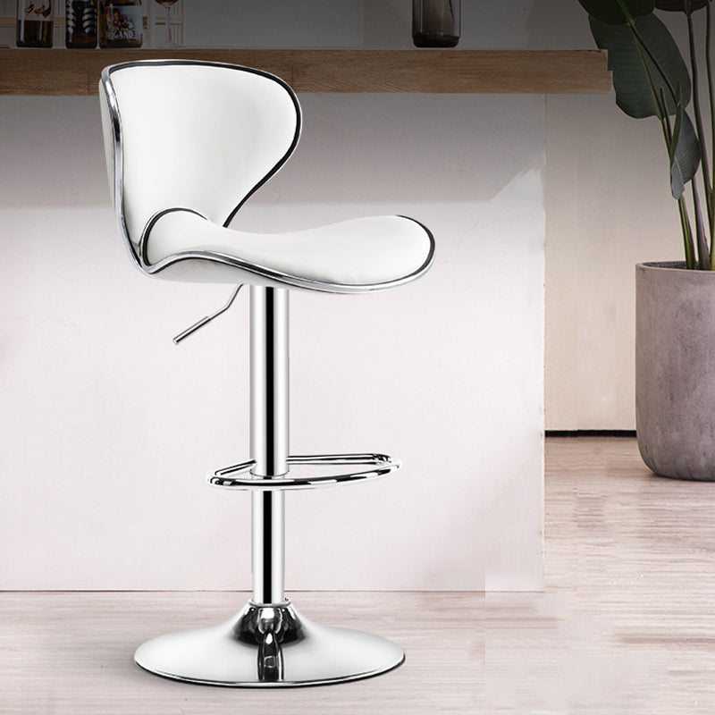 Scandinavian Metal Barstool Low Back PU Leather Adjustable Barstools in Matte Finish