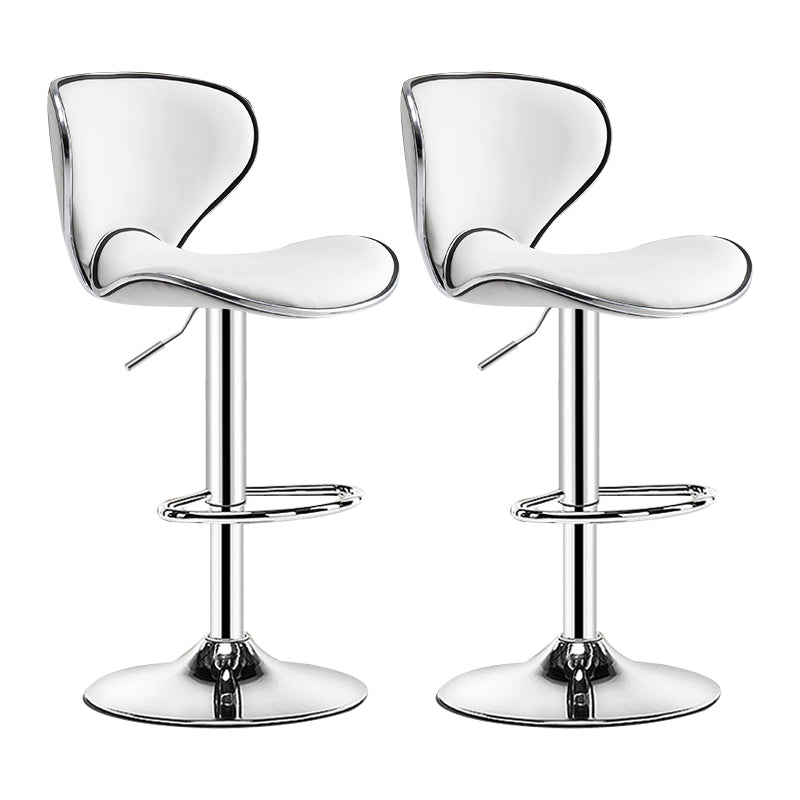 Scandinavian Metal Barstool Low Back PU Leather Adjustable Barstools in Matte Finish
