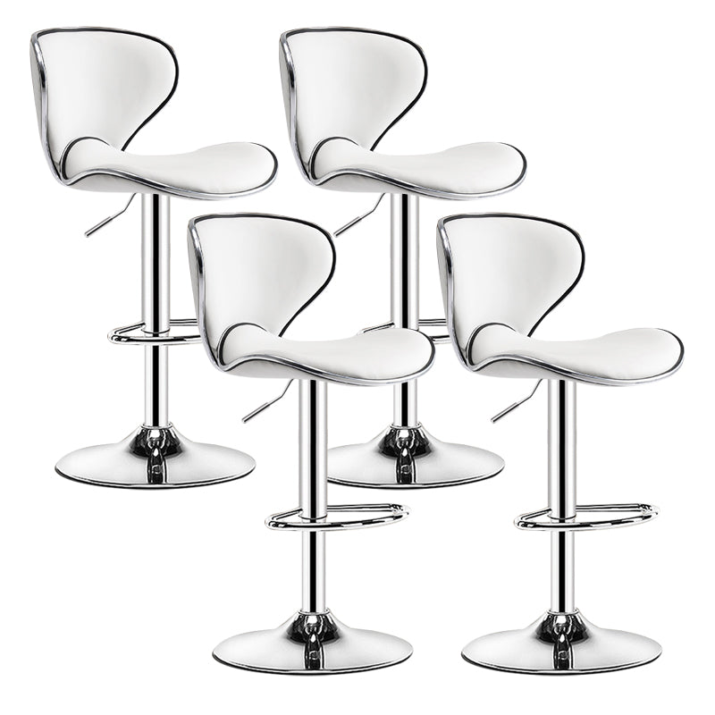 Scandinavian Metal Barstool Low Back PU Leather Adjustable Barstools in Matte Finish