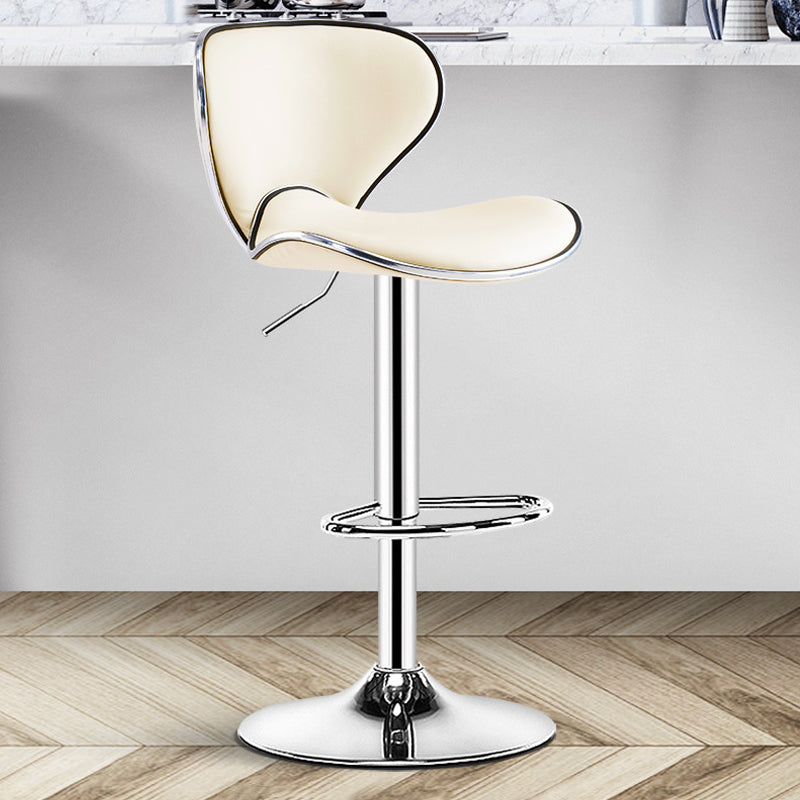 Scandinavian Metal Barstool Low Back PU Leather Adjustable Barstools in Matte Finish