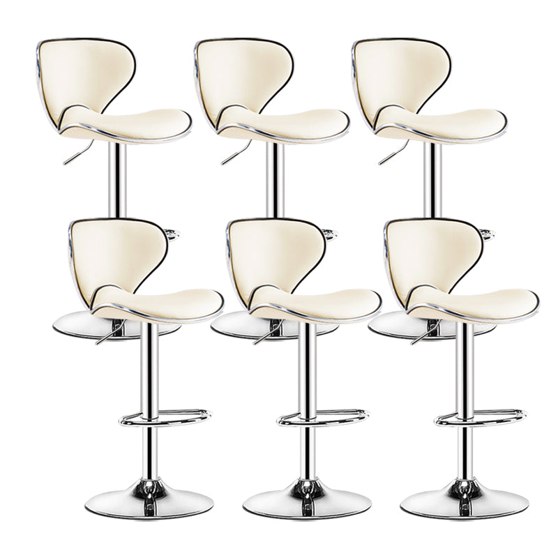 Scandinavian Metal Barstool Low Back PU Leather Adjustable Barstools in Matte Finish