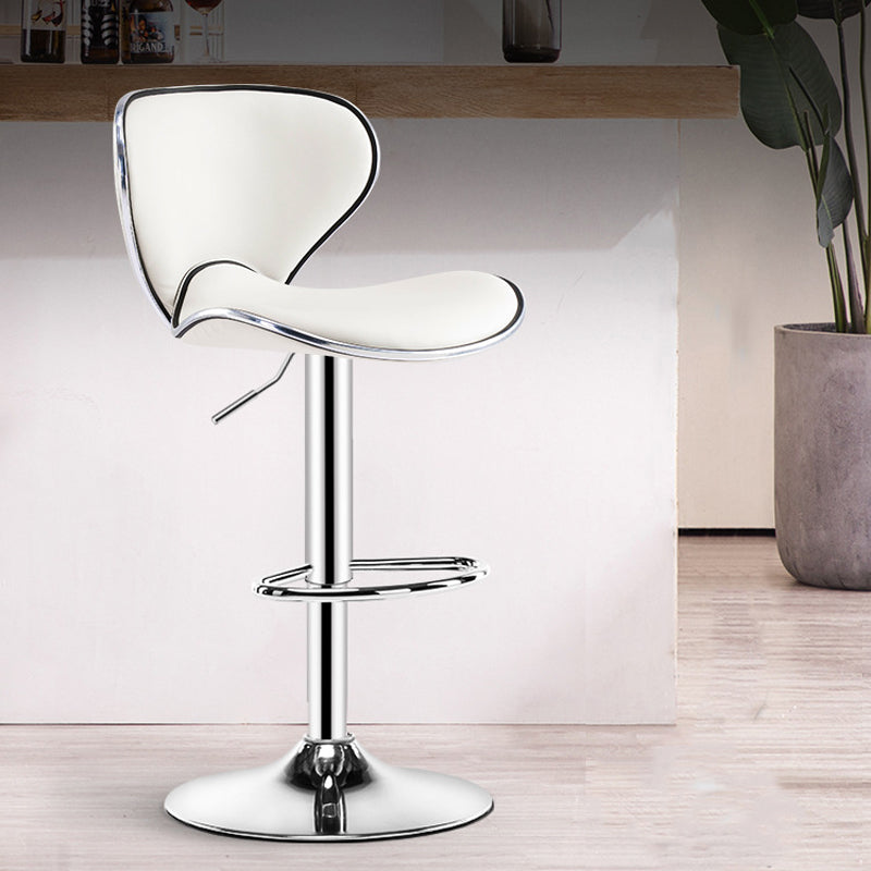 Scandinavian Metal Barstool Low Back PU Leather Adjustable Barstools in Matte Finish