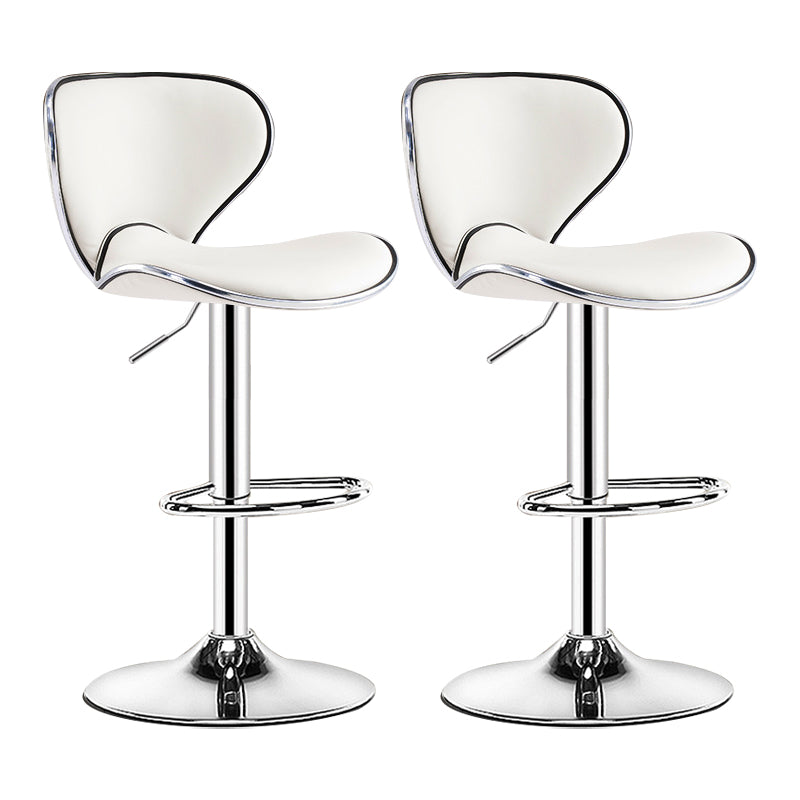 Scandinavian Metal Barstool Low Back PU Leather Adjustable Barstools in Matte Finish