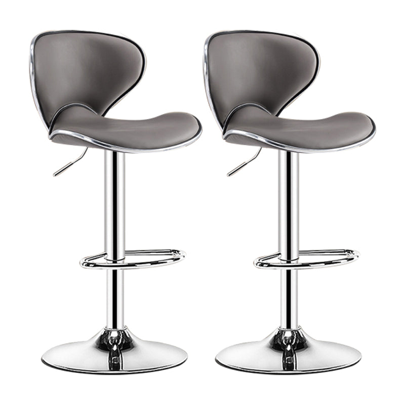 Scandinavian Metal Barstool Low Back PU Leather Adjustable Barstools in Matte Finish
