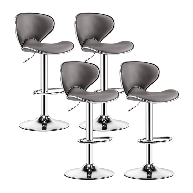 Scandinavian Metal Barstool Low Back PU Leather Adjustable Barstools in Matte Finish