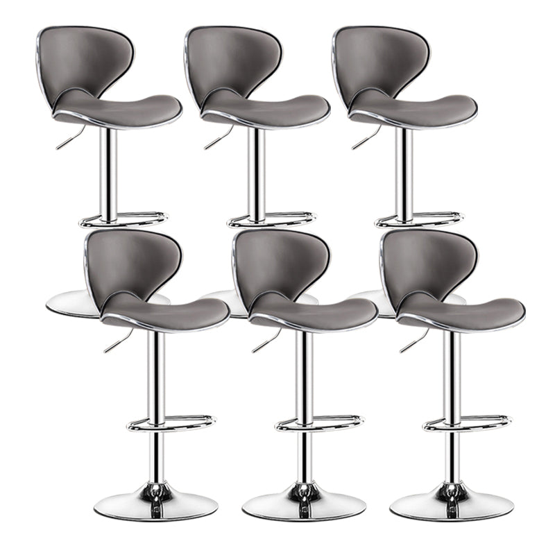 Scandinavian Metal Barstool Low Back PU Leather Adjustable Barstools in Matte Finish