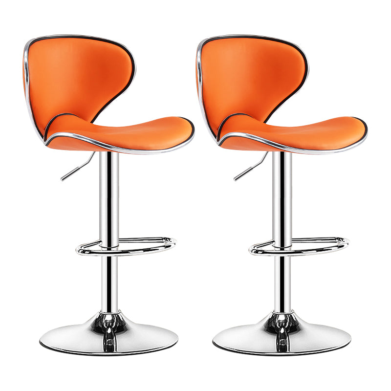 Scandinavian Metal Barstool Low Back PU Leather Adjustable Barstools in Matte Finish