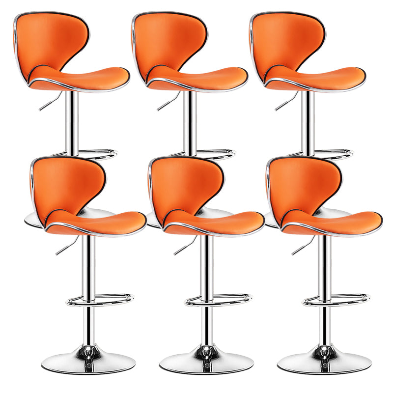 Scandinavian Metal Barstool Low Back PU Leather Adjustable Barstools in Matte Finish