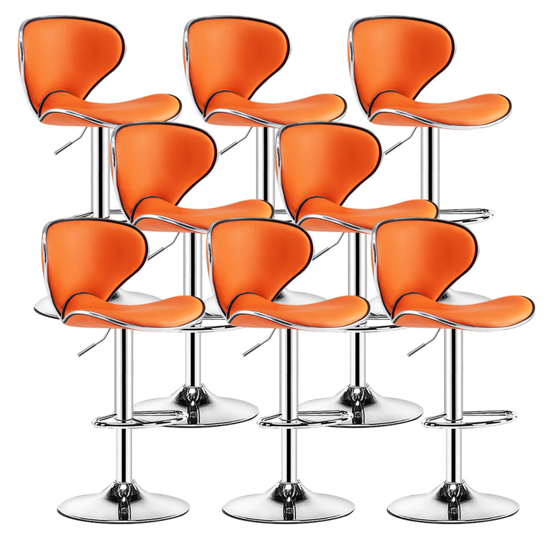 Scandinavian Metal Barstool Low Back PU Leather Adjustable Barstools in Matte Finish