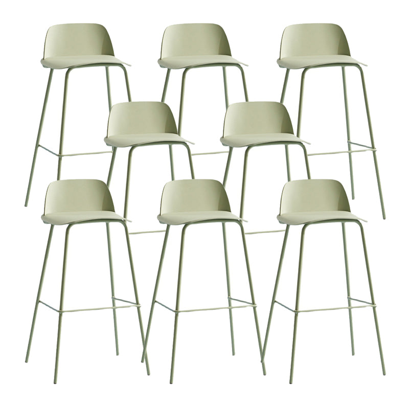 Contemporary Plastic Barstool Plastic Counter Stool Rectangle Seat with Iron Legs