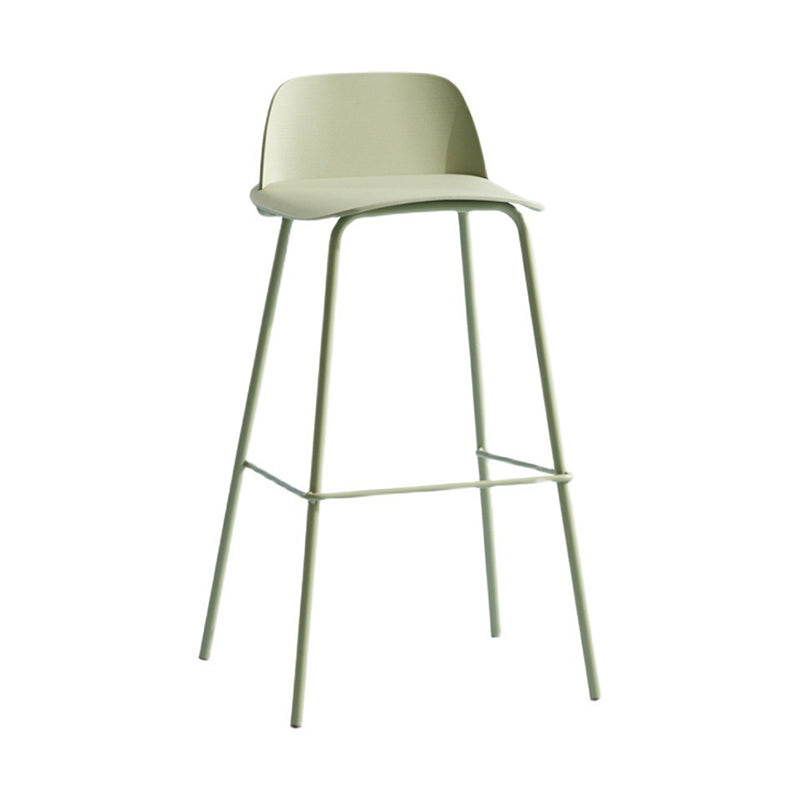 Contemporary Plastic Barstool Plastic Counter Stool Rectangle Seat with Iron Legs