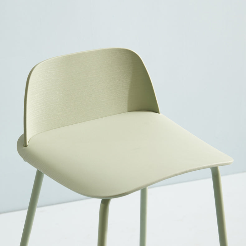 Contemporary Plastic Barstool Plastic Counter Stool Rectangle Seat with Iron Legs