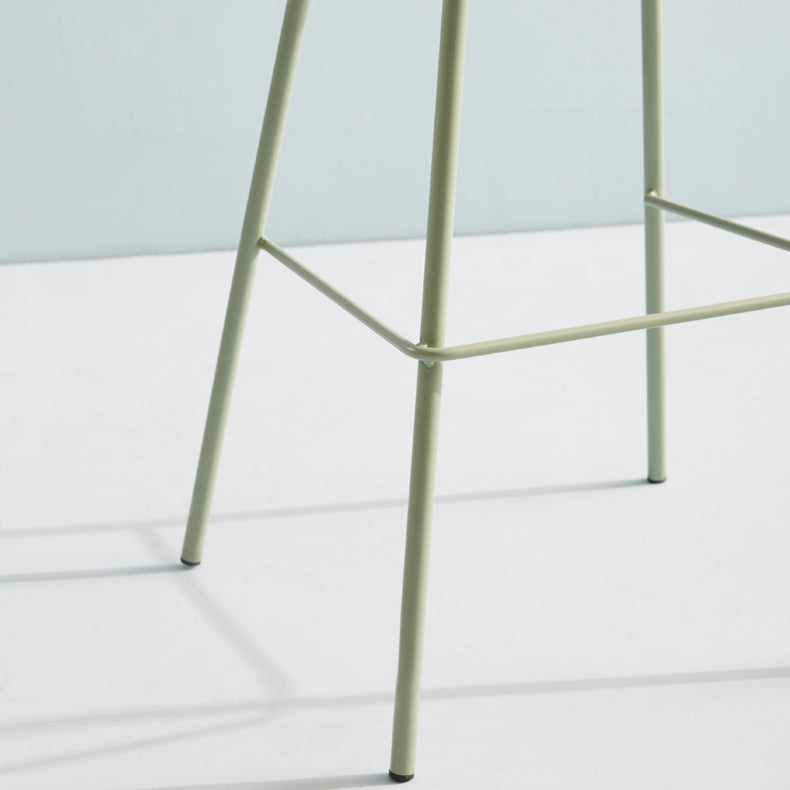 Contemporary Plastic Barstool Plastic Counter Stool Rectangle Seat with Iron Legs