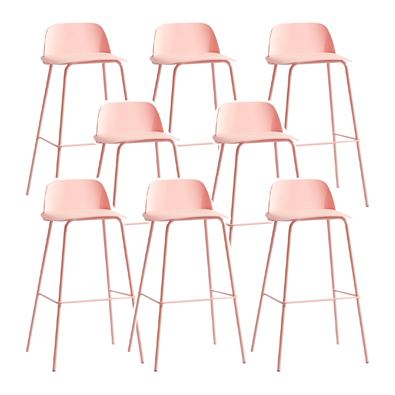 Contemporary Plastic Barstool Plastic Counter Stool Rectangle Seat with Iron Legs