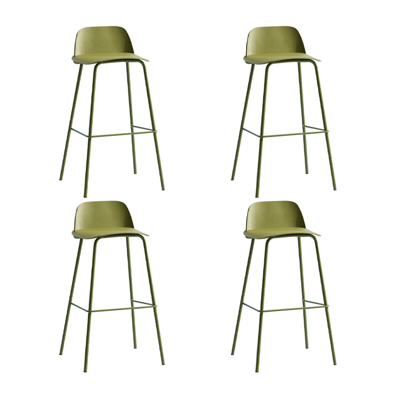 Contemporary Plastic Barstool Plastic Counter Stool Rectangle Seat with Iron Legs