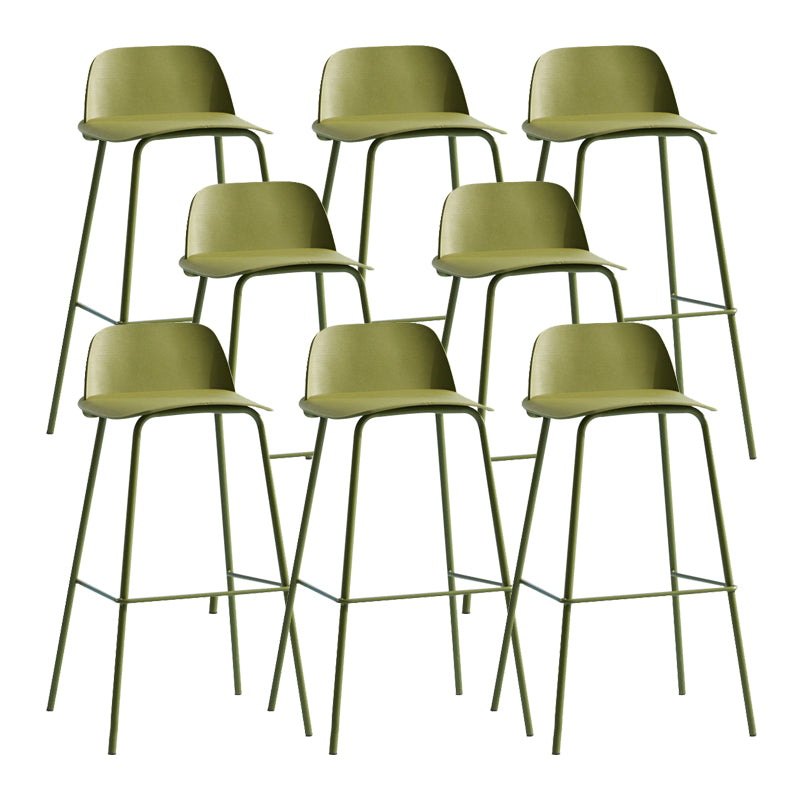 Contemporary Plastic Barstool Plastic Counter Stool Rectangle Seat with Iron Legs