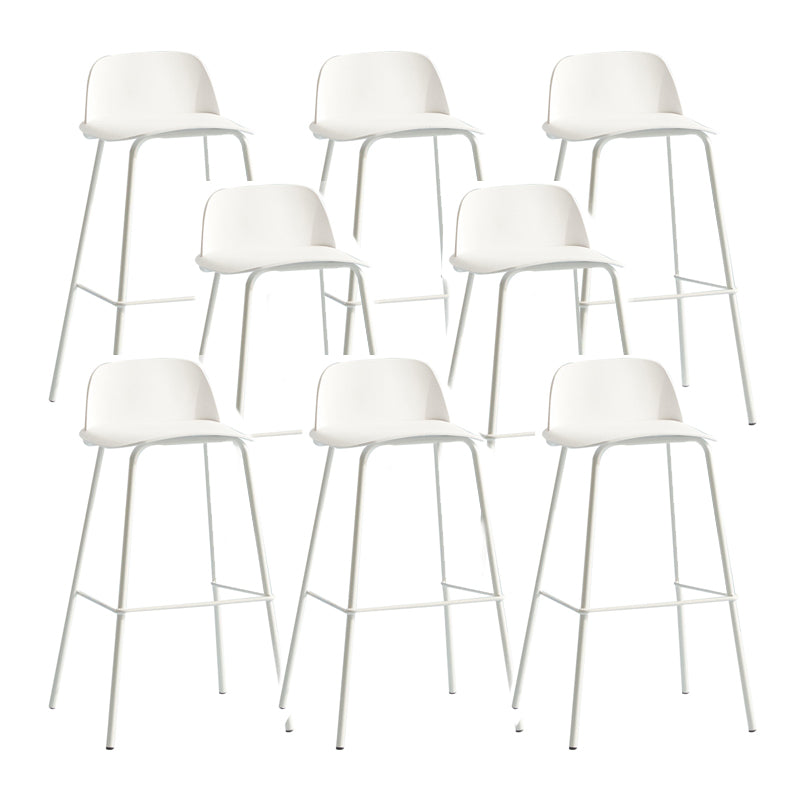 Contemporary Plastic Barstool Plastic Counter Stool Rectangle Seat with Iron Legs