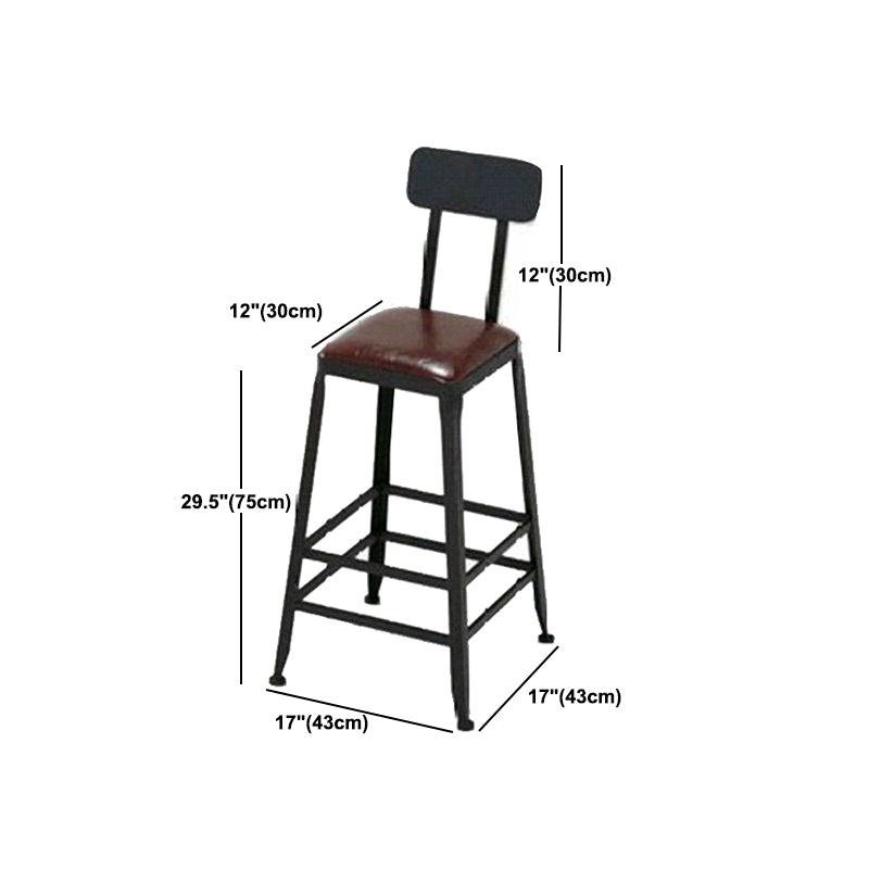Industrial Metal Stool Wood Rectangle Seat Counter Stool in Matte Finish