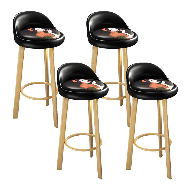 Contemporary Wood Stool Fabric Cushion in Matte Finish for Home