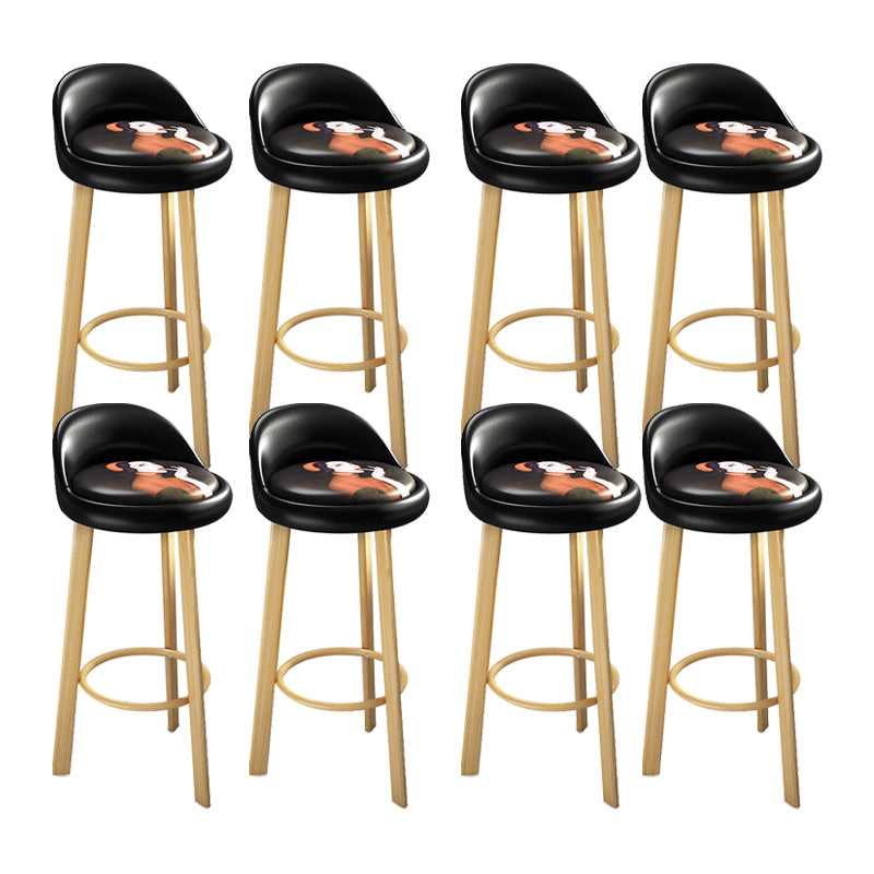 Contemporary Wood Stool Fabric Cushion in Matte Finish for Home