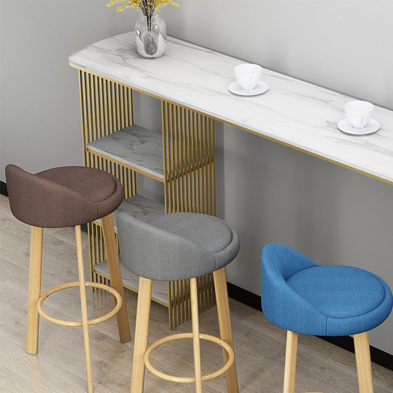 Contemporary Wood Stool Fabric Cushion in Matte Finish for Home