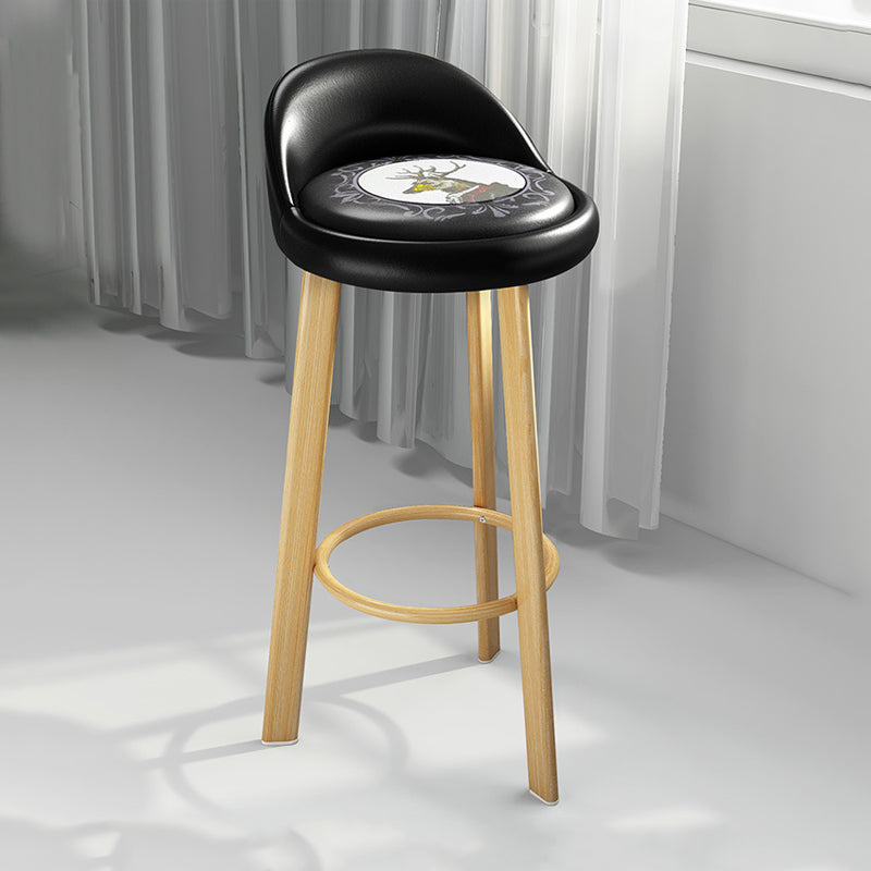 Contemporary Wood Stool Fabric Cushion in Matte Finish for Home