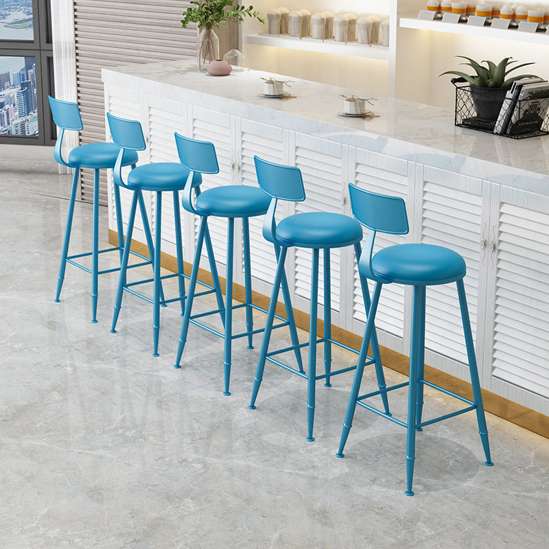 Scandinavian Metal Barstool Fabric Upholstered Counter Stool in Matte Finish
