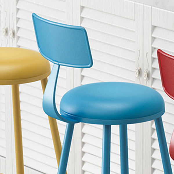 Scandinavian Metal Barstool Fabric Upholstered Counter Stool in Matte Finish