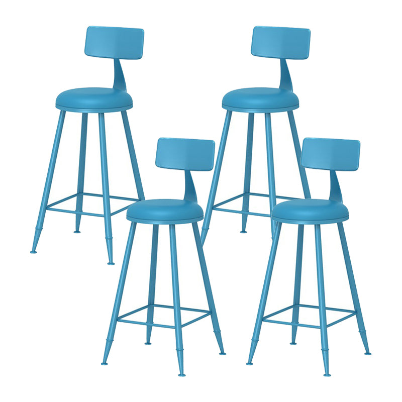 Scandinavian Metal Barstool Fabric Upholstered Counter Stool in Matte Finish
