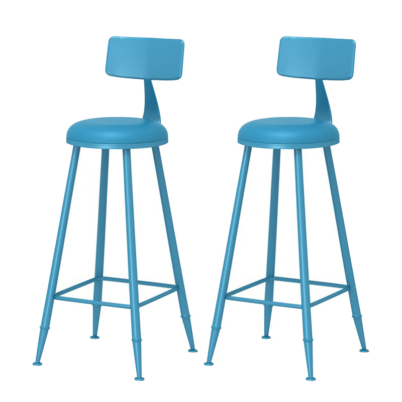 Scandinavian Metal Barstool Fabric Upholstered Counter Stool in Matte Finish