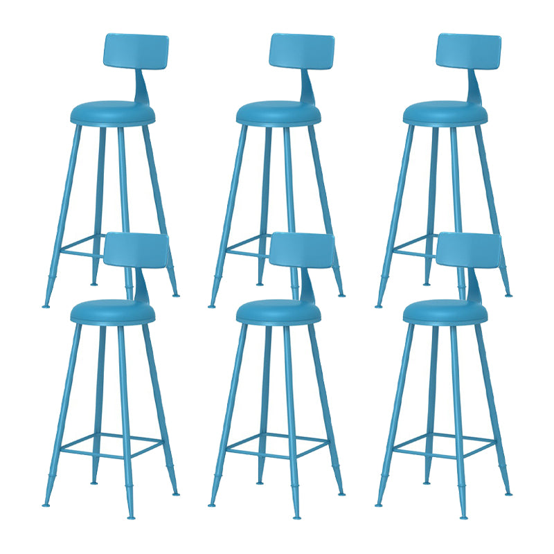 Scandinavian Metal Barstool Fabric Upholstered Counter Stool in Matte Finish