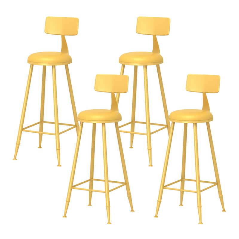 Scandinavian Metal Barstool Fabric Upholstered Counter Stool in Matte Finish