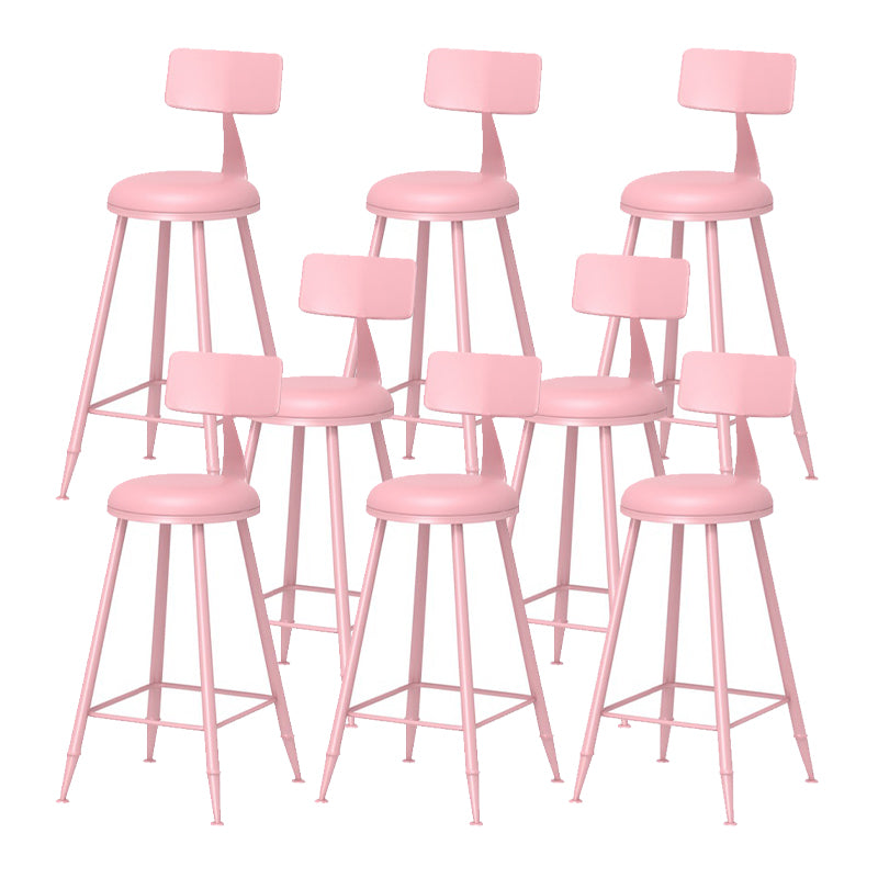 Scandinavian Metal Barstool Fabric Upholstered Counter Stool in Matte Finish