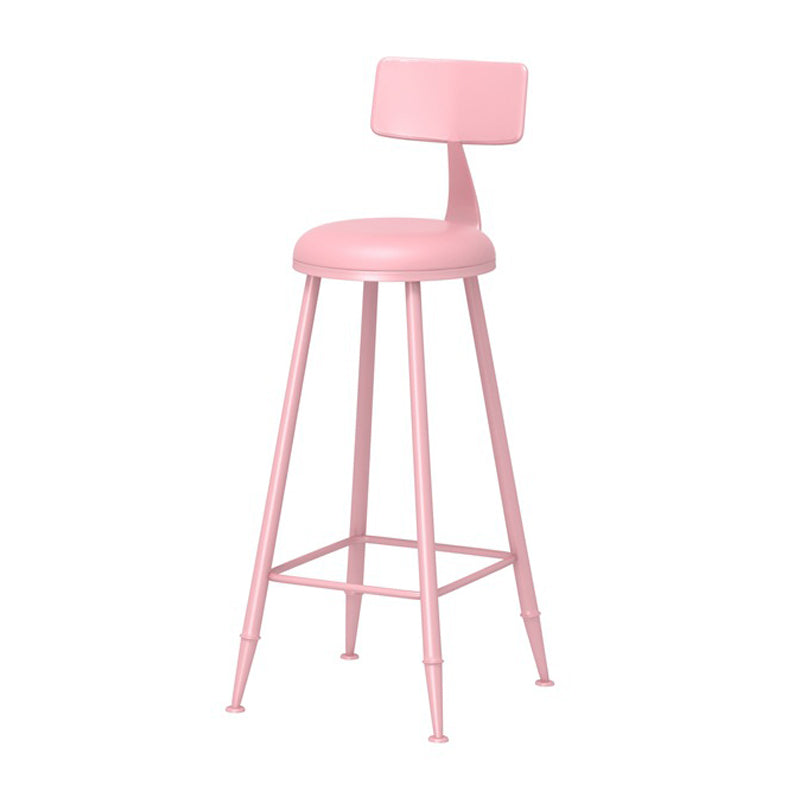 Scandinavian Metal Barstool Fabric Upholstered Counter Stool in Matte Finish