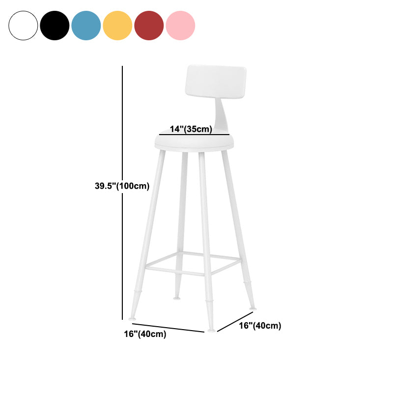 Scandinavian Metal Barstool Fabric Upholstered Counter Stool in Matte Finish