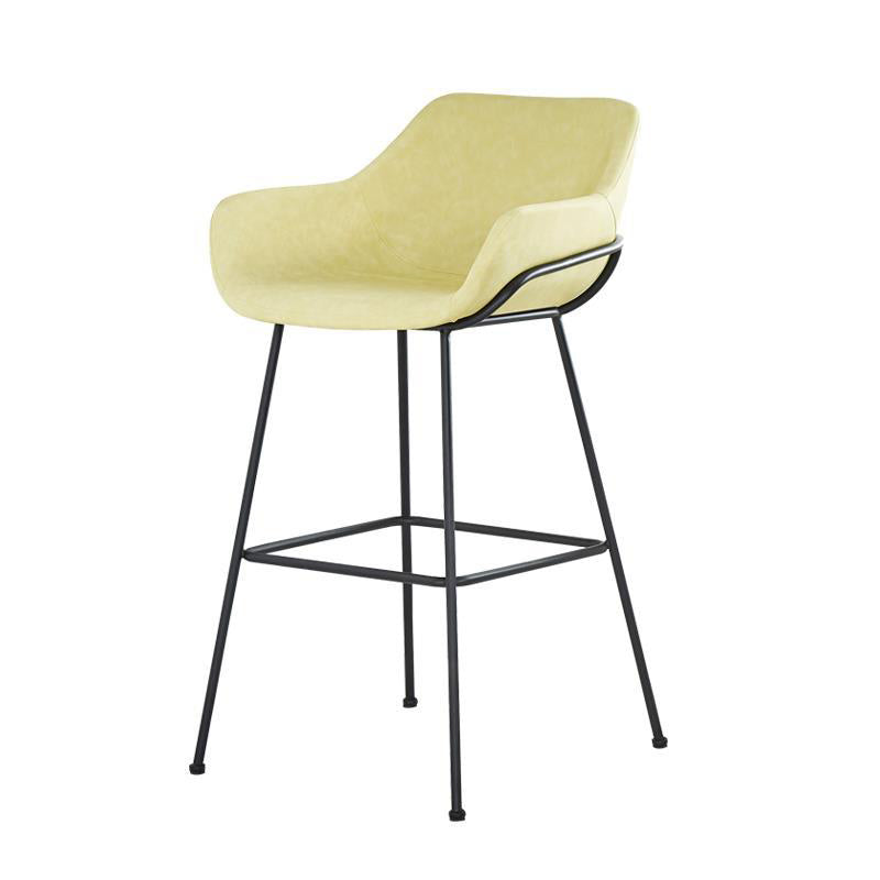 Scandinavian Faux Leather Upholstered Counter Stool with 4 Legs in Matte Finish for Home