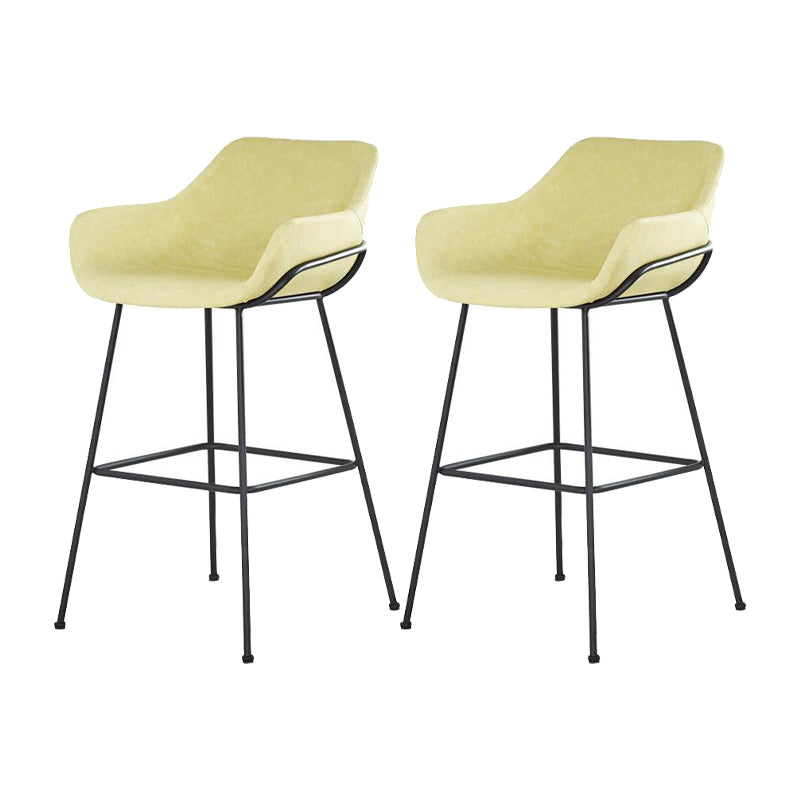 Scandinavian Faux Leather Upholstered Counter Stool with 4 Legs in Matte Finish for Home