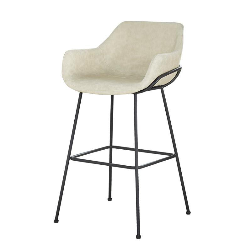 Scandinavian Faux Leather Upholstered Counter Stool with 4 Legs in Matte Finish for Home