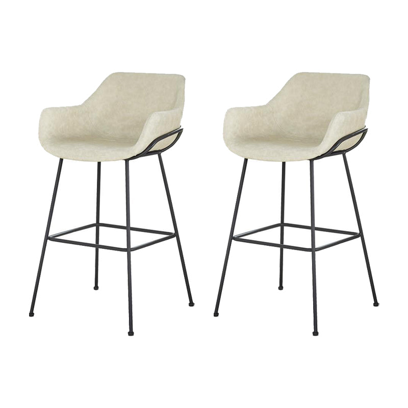 Scandinavian Faux Leather Upholstered Counter Stool with 4 Legs in Matte Finish for Home