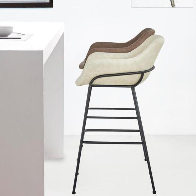 Scandinavian Faux Leather Upholstered Counter Stool with 4 Legs in Matte Finish for Home