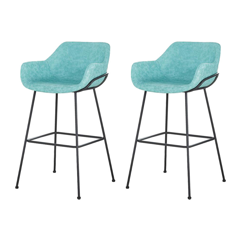 Scandinavian Faux Leather Upholstered Counter Stool with 4 Legs in Matte Finish for Home