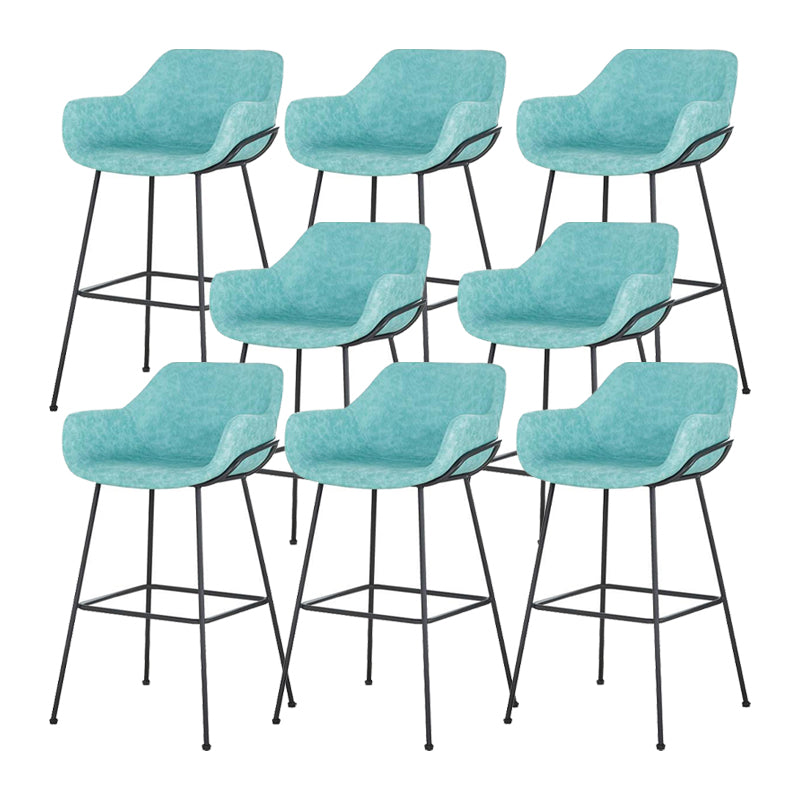 Scandinavian Faux Leather Upholstered Counter Stool with 4 Legs in Matte Finish for Home