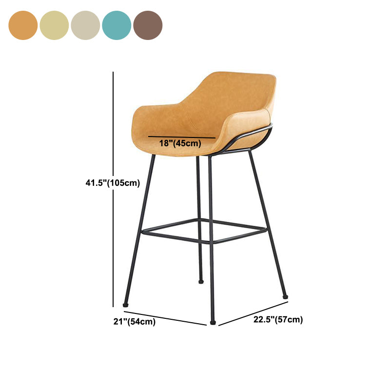 Scandinavian Faux Leather Upholstered Counter Stool with 4 Legs in Matte Finish for Home