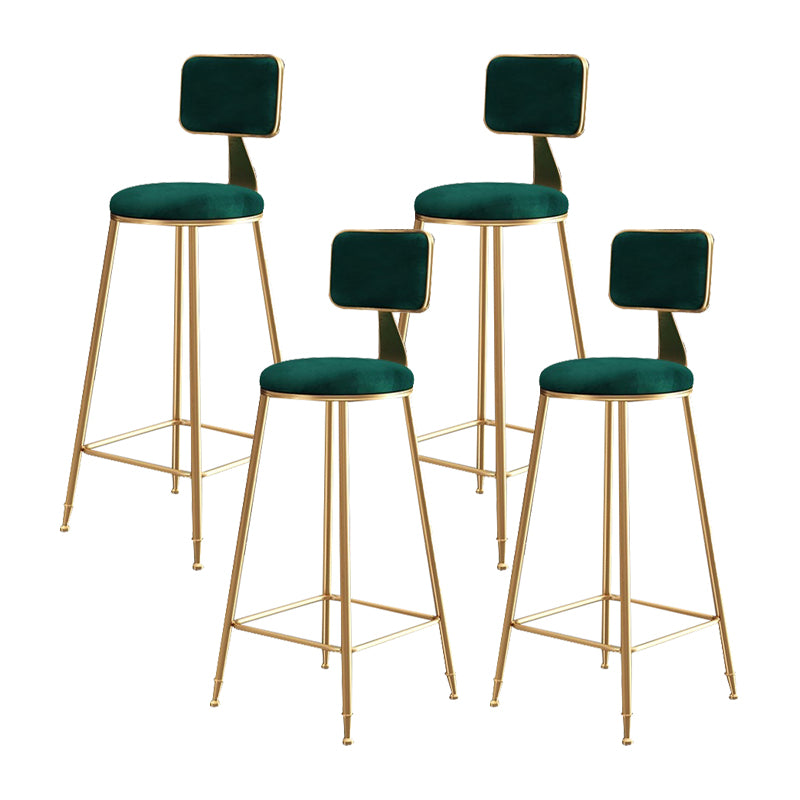 Glam Metal Stool Fabric Upholstered Counter Stool in Matte Finish for Indoor