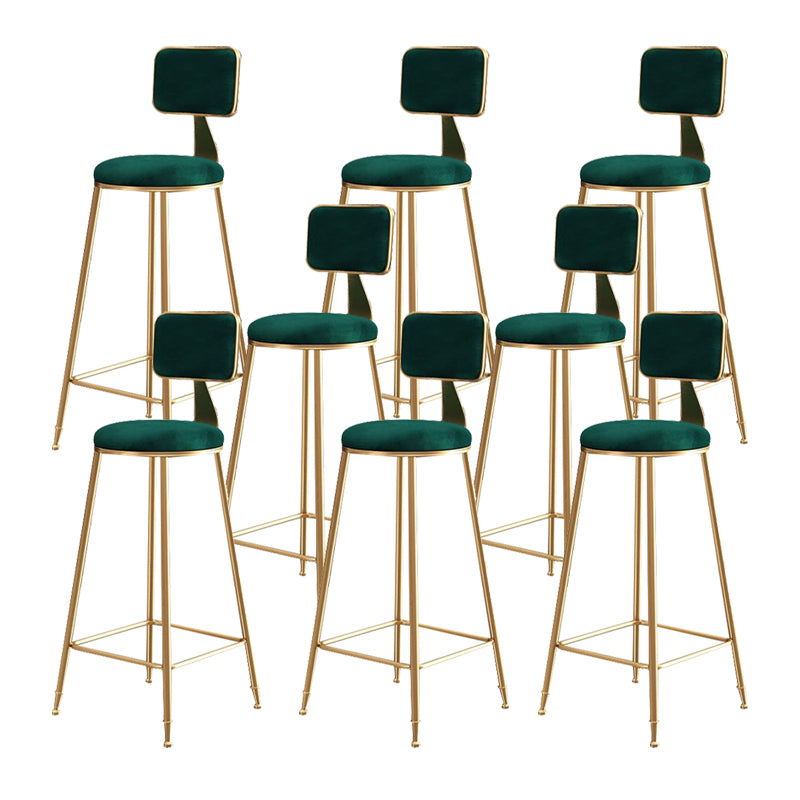 Glam Metal Stool Fabric Upholstered Counter Stool in Matte Finish for Indoor