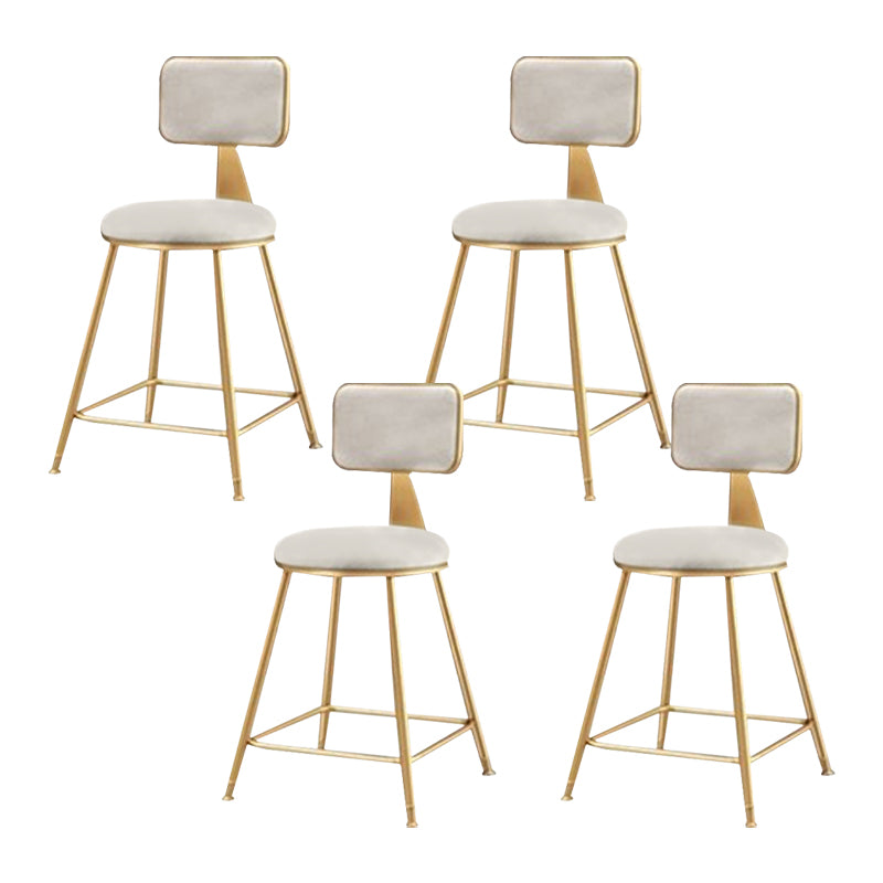 Glam Metal Stool Fabric Upholstered Counter Stool in Matte Finish for Indoor