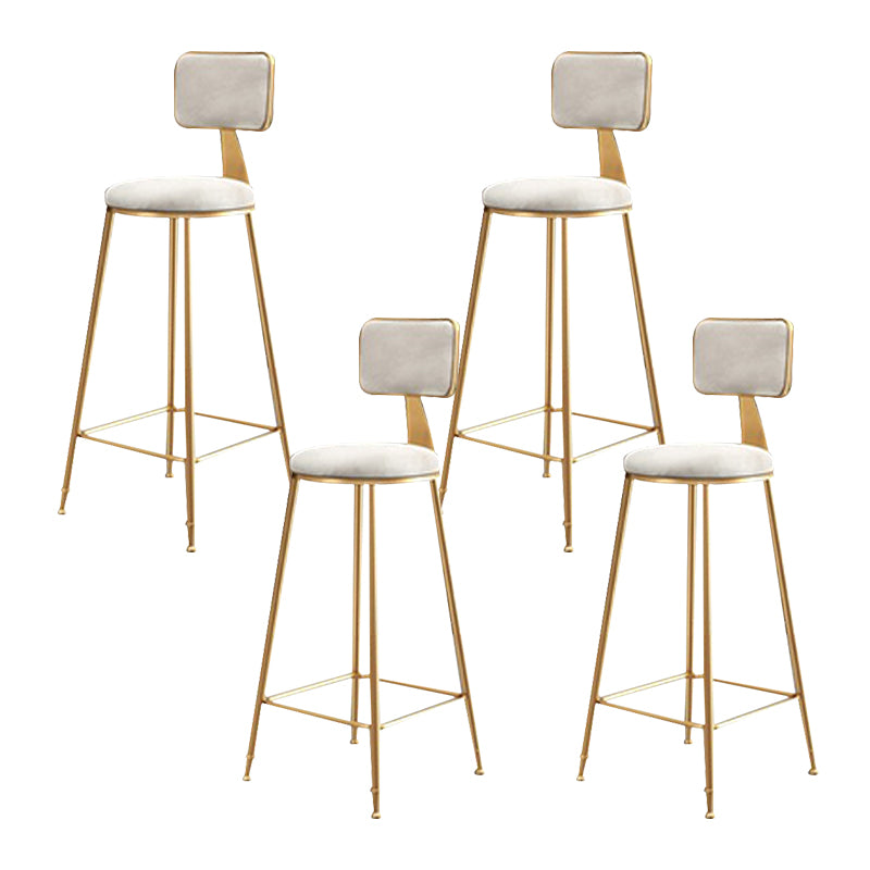 Glam Metal Stool Fabric Upholstered Counter Stool in Matte Finish for Indoor