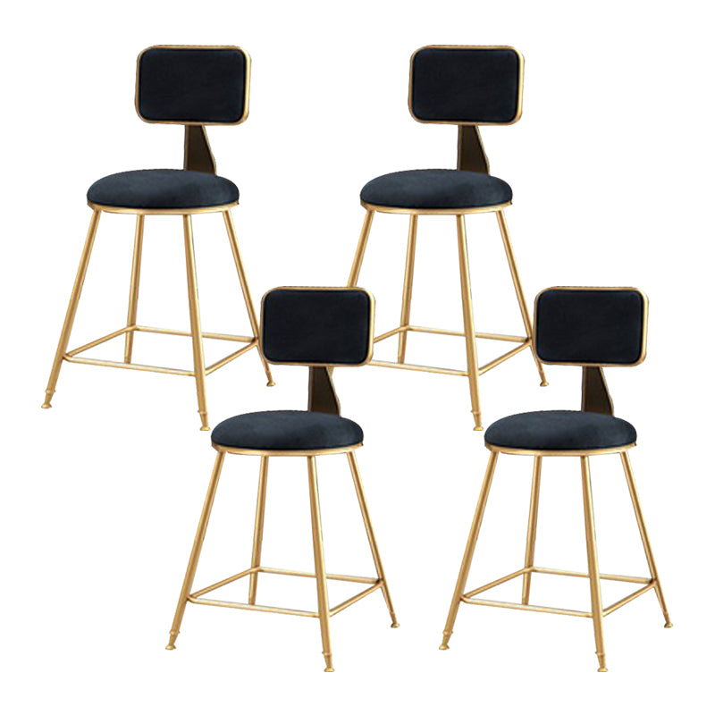 Glam Metal Stool Fabric Upholstered Counter Stool in Matte Finish for Indoor