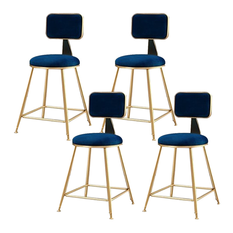 Glam Metal Stool Fabric Upholstered Counter Stool in Matte Finish for Indoor